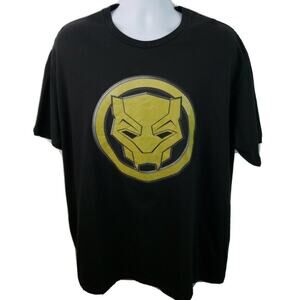 Official Marvel Comics Black Panther Gold Logo Black Tshirt Size 2XL
